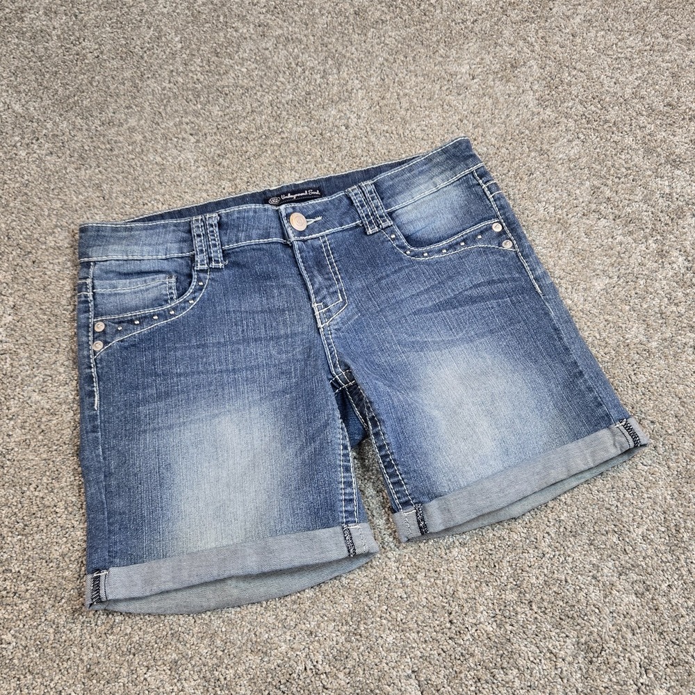 Underground Soul UGS Women's Juniors Size 11  Blue Denim Jean Shorts‎ Cuffed